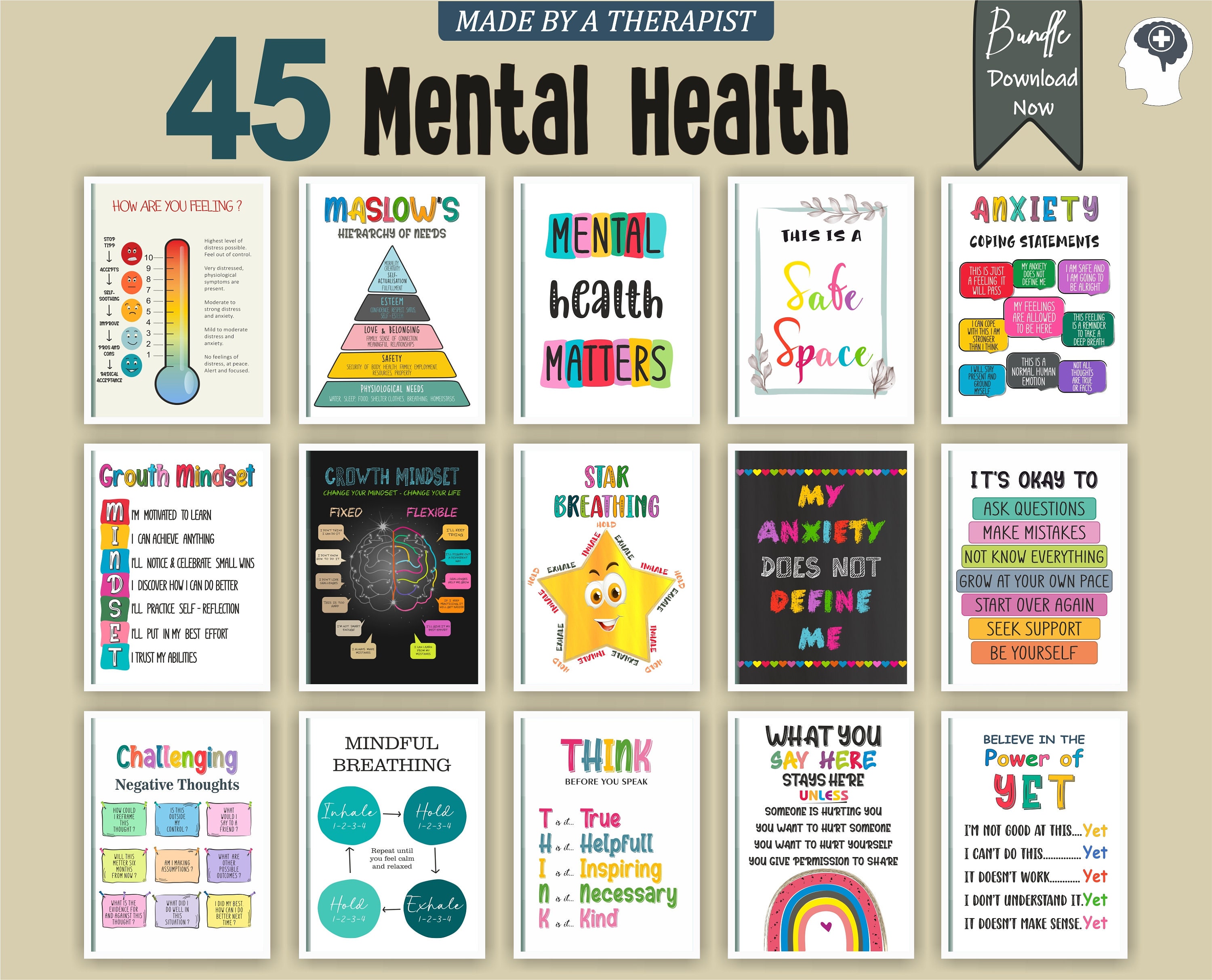 45 Calm Corner Printables, Counselor Posters, School Psychologist ...