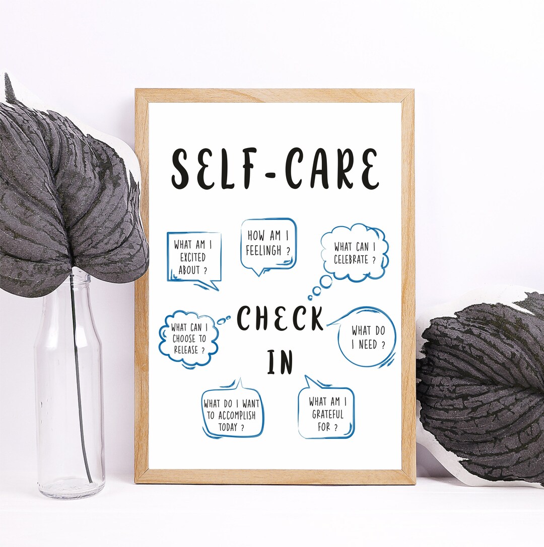 Self Checkin Poster Selfcare Daily Checklist Challenging Etsy