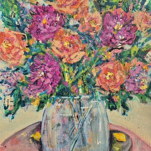Peinture originale multicolore technique mixte 9 x 12 intitulée « Devenir quelque chose de beau »