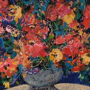 5x7 peinture florale originale