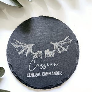 Cassian ACOTAR Inspired Bat Boy Slate Engraved Coaster