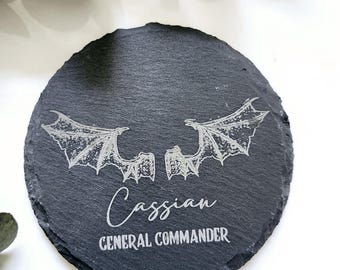 Cassian ACOTAR Inspired Bat Boy Slate Engraved Coaster