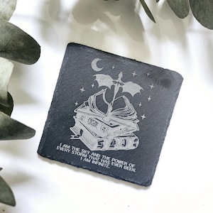 Fourth Wing Dragon Booktok Quote Slate Engraved Coaster