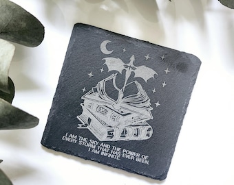Dessous de verre gravés en ardoise avec citation Booktok Dragon Fourth Wing