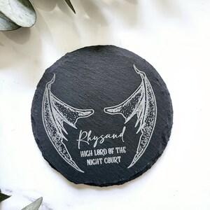 Rhysand ACOTAR Inspired Bat Boy Slate Engraved Coaster
