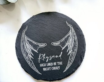 Rhysand ACOTAR Inspired Bat Boy Slate Engraved Coaster