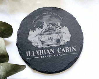 Illyrian Cabin Resort ACOTAR Booktok Slate Engraved Coaster