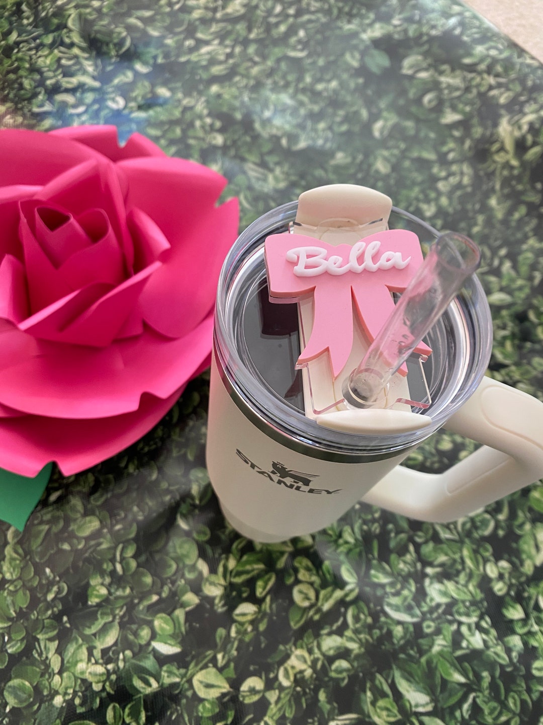 Bow Tumbler Topper, Acrylic Name Plate, Coquette Tumbler Topper for 30