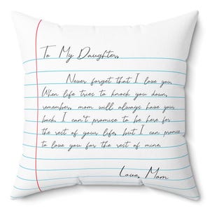Almohada inspiradora para mi hija: un mensaje sincero de madre a hija, regalo perfecto para cumpleaños, días festivos o simplemente porque sí