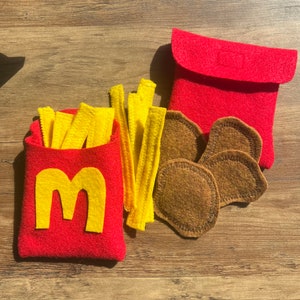 Felt French Fries and Chicken Nuggets Set - Kids Meal - Fast Food - Creative Play