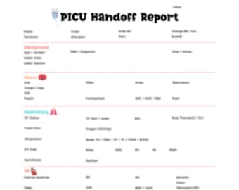 PICU Report Sheet + Night Shift Worklist
