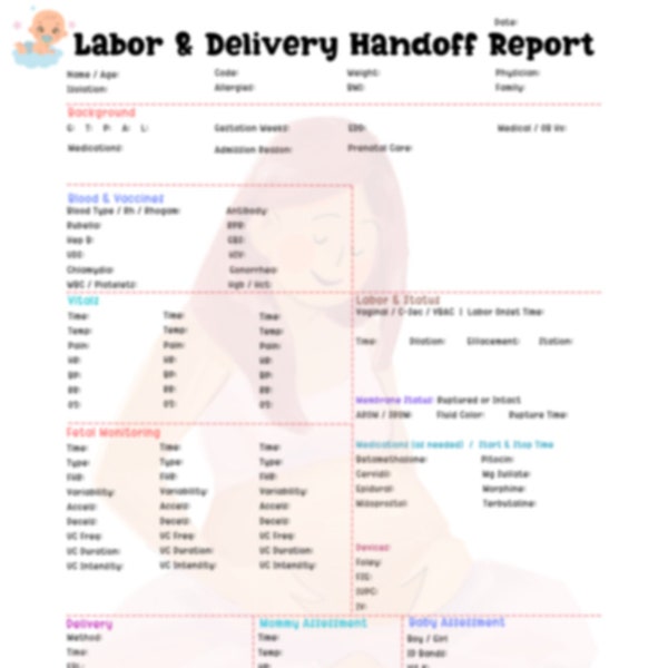 Labor and Delivery Report Sheet Brain Etsy