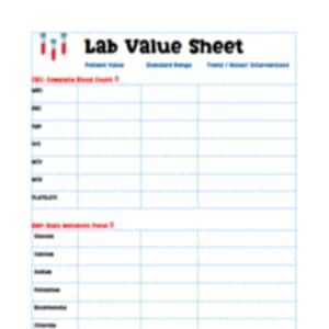 Lab Values Sheet