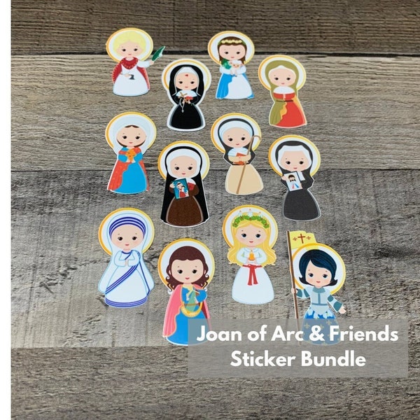 12ct Saint Stickers | Catholic Stickers | Catholic Easter Basket Gifts for Kids | Water Bottle Sticker | Catholic Vinyl Waterproof Sticker
