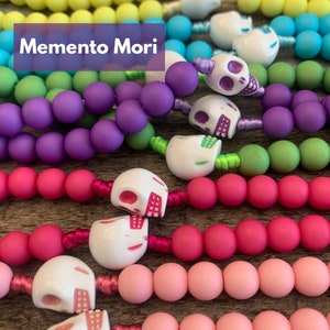 Colorful Memento Mori Rosary | Handmade Catholic Skull Rosary | All Souls Day Rosary | Remember Your Death Rosary | Catholic Gift