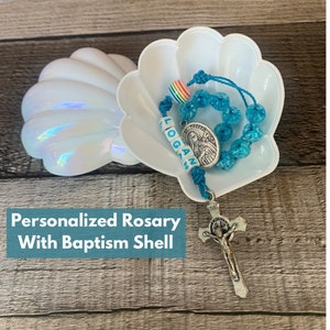 Catholic Baby Gift | Personalized Baptism Rosary | Personalized Baby Rosary | Baptism Shell | Catholic Baptism Gift | Catholic Gift