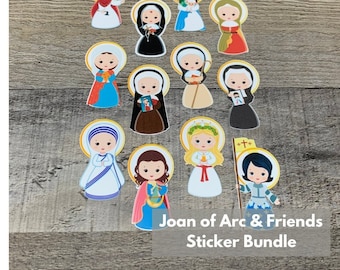 12ct Saint Stickers | Catholic Stickers | Catholic Easter Basket Gifts for Kids | Water Bottle Sticker | Catholic Vinyl Waterproof Sticker