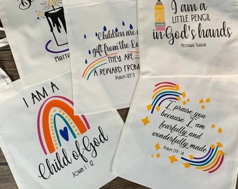 Kids Bible Verse Church Bag | Scripture Mass Bag Children | Catholic Kids' Tote Bag | Child Church Tote Bag | Bible Bag | Catholic Gift