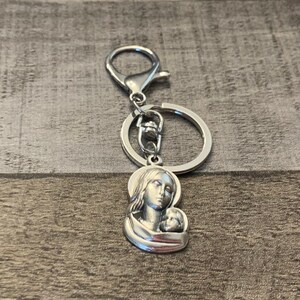 Silber Jungfrau Maria katholischer Schlüsselbund | Maria und Jesuskind Schlüsselbund | Katholische Schlüsselanhänger | Muttergottes Geschenk | Katholische Geschenk für Frauen