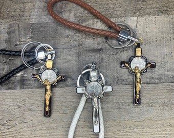 St Benedict Crucifix Keychain | Catholic Keychain | Saint Keychain | Cross Keychain | Catholic Easter Gift | Catholic Gift for Her