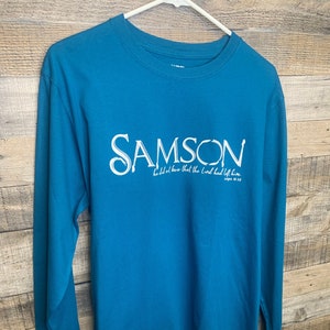 Mens Bible Verse Shirt | Long Sleeve Catholic Man Shirt | Catholic Dad | Samson | Catholic Apparel | Catholic Gift | Catholic Easter Gift