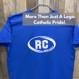 Blue Catholic Men T Shirt | Roman Catholic Logo Shirt | Catholic TShirt  | Catholic Dad Gift | Catholic Husband | Catholic Easter Gift