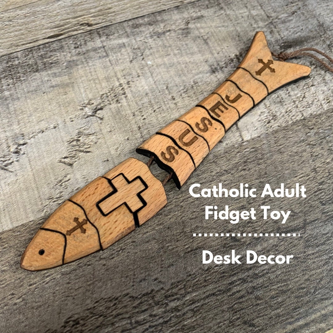 Wooden Jesus Fish Fidget Toy: Catholic Desk Decor - Etsy