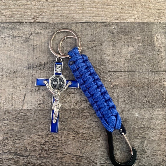 PATIKIL Lot de 2 porte-clés paracorde tressés avec anneaux en D en cuir pour ceinture de survie pour clés, hommes, femmes, noir