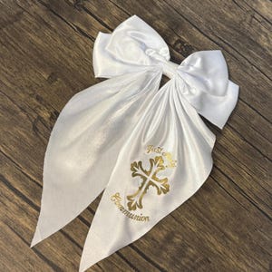 Personalized First Holy Communion Hair Bow | Monogrammed Communion Hair Bow | First Communion Accessories Girl | Communion Hair Accessories