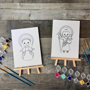 Bemalen Sie Ihren EIGENEN Heilige Leinwand für Kinder | Malen Sie einen Heiligen | Heiliger Leinwand | Heiligen Handwerk | Katholisches Kinderhandwerk | Katholisches Geschenk
