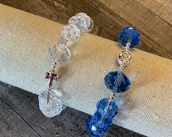 Handmade Rosary Bracelet | Faceted Beads, Virgin Mary Medal