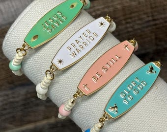 Inspirational Tag Bracelet: Catholic Adjustable Cord Bracelet