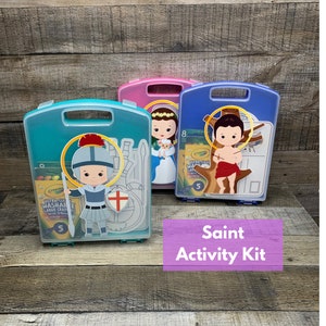 Catholic Easter Gifts for Kids | Catholic Saint Travel Activity Kit | Quiet Mass Activity Bag | Catholic Busy Bag | Saint Coloring Page
