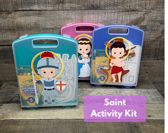 Catholic Easter Gifts for Kids | Catholic Saint Travel Activity Kit | Quiet Mass Activity Bag | Catholic Busy Bag | Saint Coloring Page
