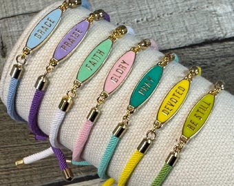 Inspirational Tag Cord Bracelet | Catholic Jewelry, Adjustable