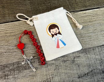 Catholic Saint Rosary Pouch | Saint Sacrifice Beads and Pouch | Catholic Kids Gift | St Valentine | St Patrick | St Brigid | Jesus