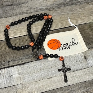 Basketball Rosary | Saint Benedict Crucifix | Rugged Cord Rosary | Metal Rosary for Men | Handmade Catholic Men Gifts