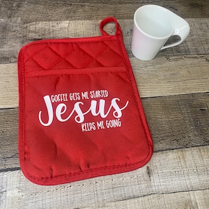 Coffee and Jesus Potholder | Catholic Potholder | Jesus Kitchen Decor | Catholic Kitchen | Catholic Gift for Housewarming