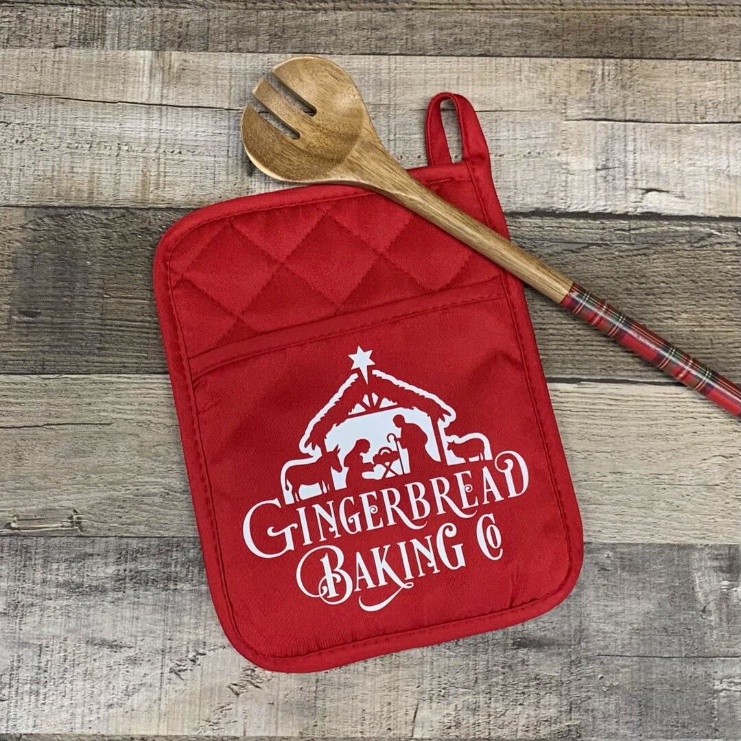 Gingerbread Nativity Catholic Potholder: Catholic Christmas Kitchen ...