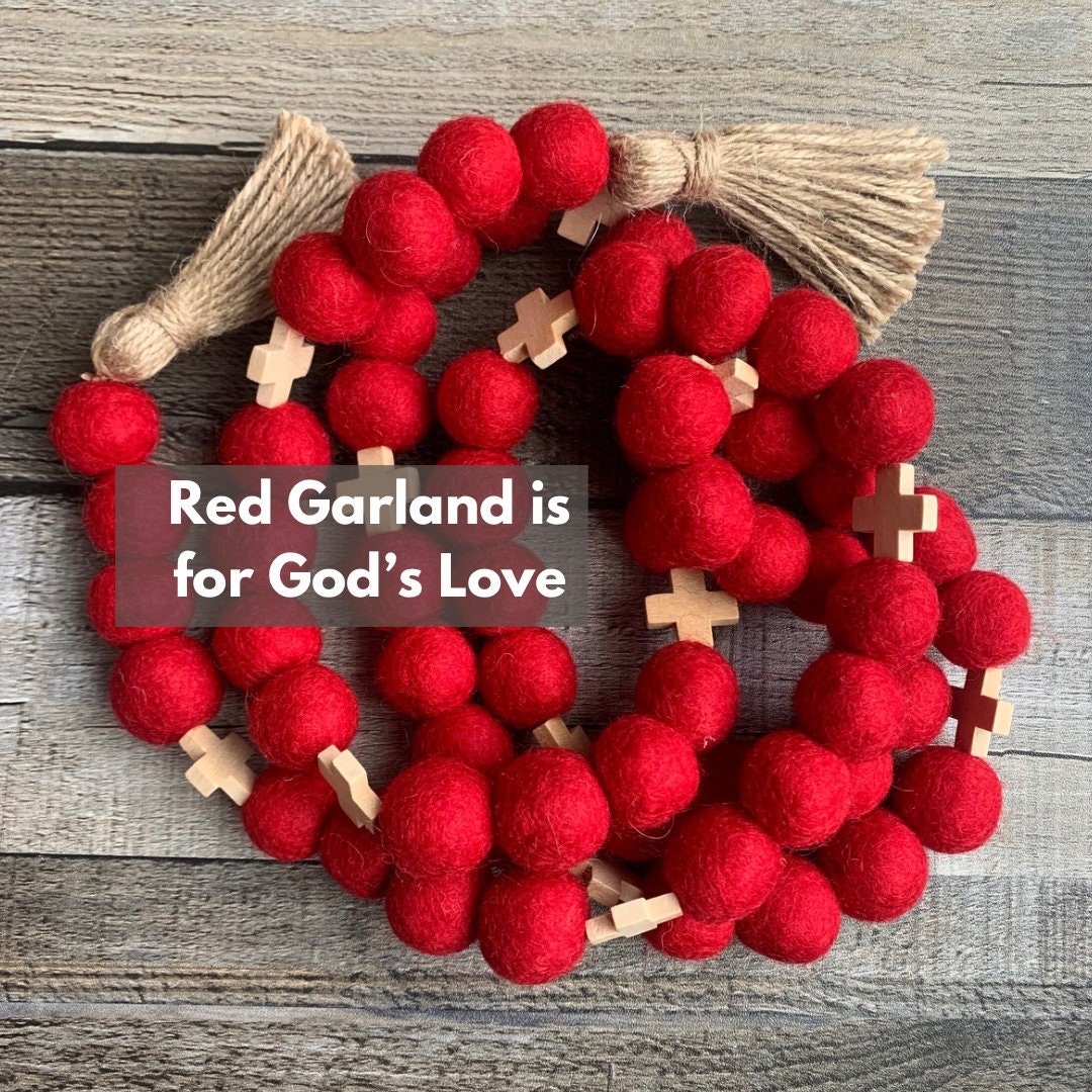 Red Catholic Garland Cross Garland Pentecost Garland Etsy