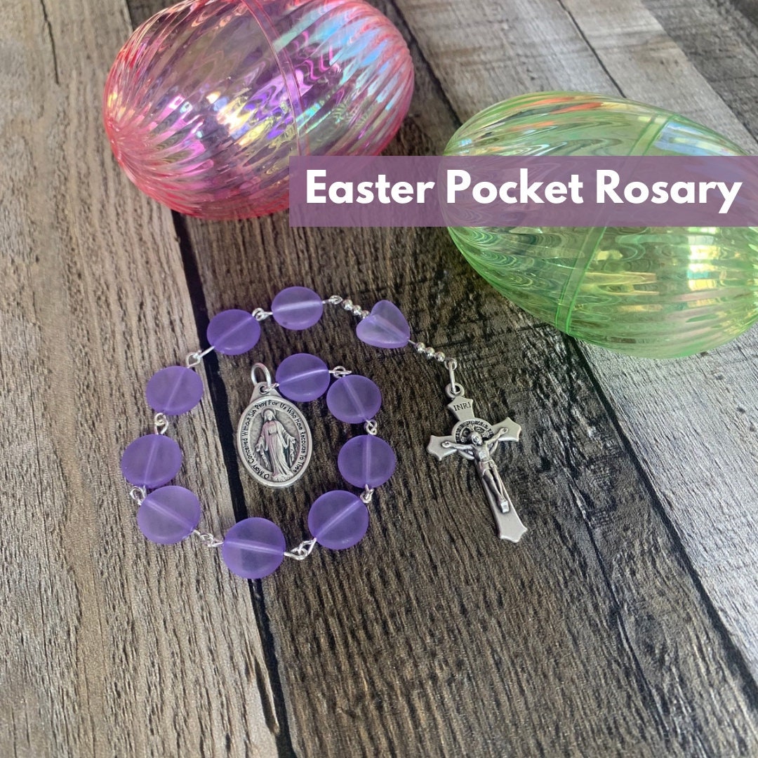 Charm De Sac Chapelet Catholique : Perles De Pierres Précieuses, Médaille Miraculeuse, Croix De Cristal - France