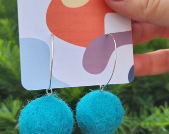 Cyan-tifically Proven Felt Ball Earrings