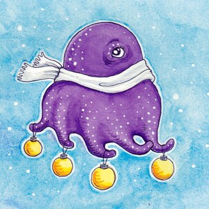 Cartão individual - Cartão de Natal Polvo - &#39;Pequeno Polvo para o Natal&#39;