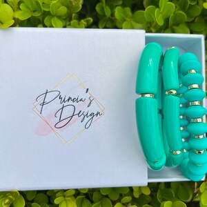 Acrylic Tube Bead Bracelet, Bamboo Stackable Bracelet, Stacking Bracelet, Chunky Bracelet, Gold Filled or Silver Filled, Silicone Bracelet