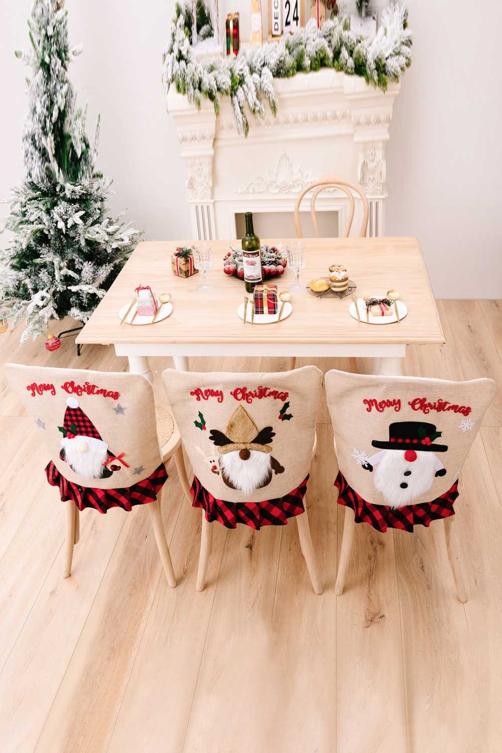 3pack Plaid Christmas Gnome Chair Covers Etsy