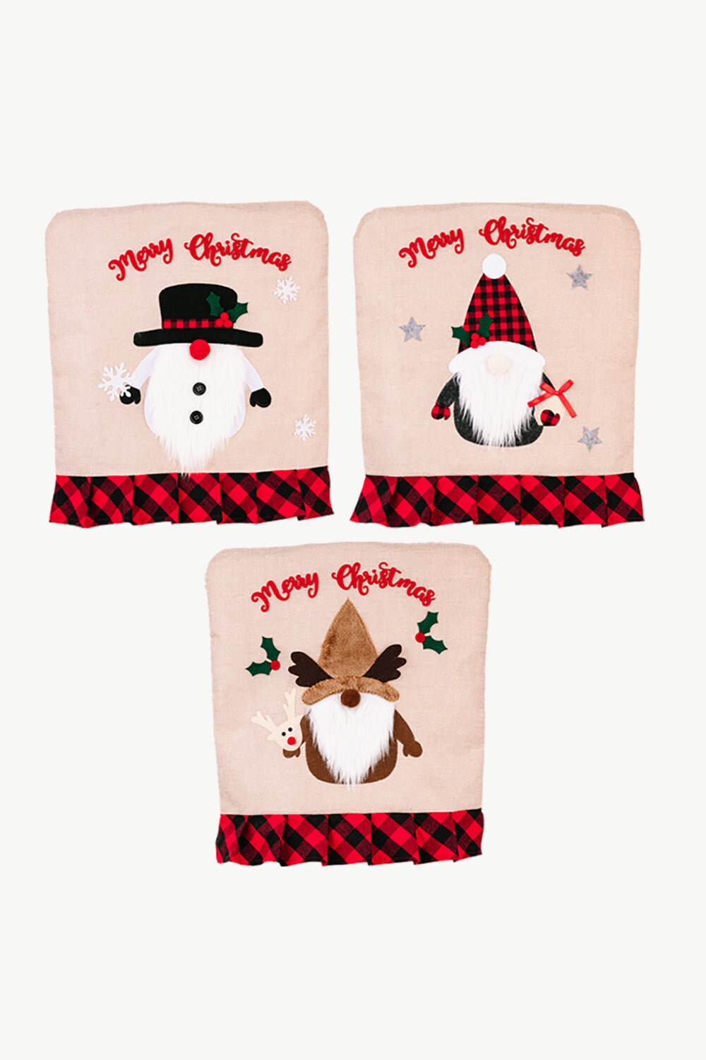 3pack Plaid Christmas Gnome Chair Covers Etsy