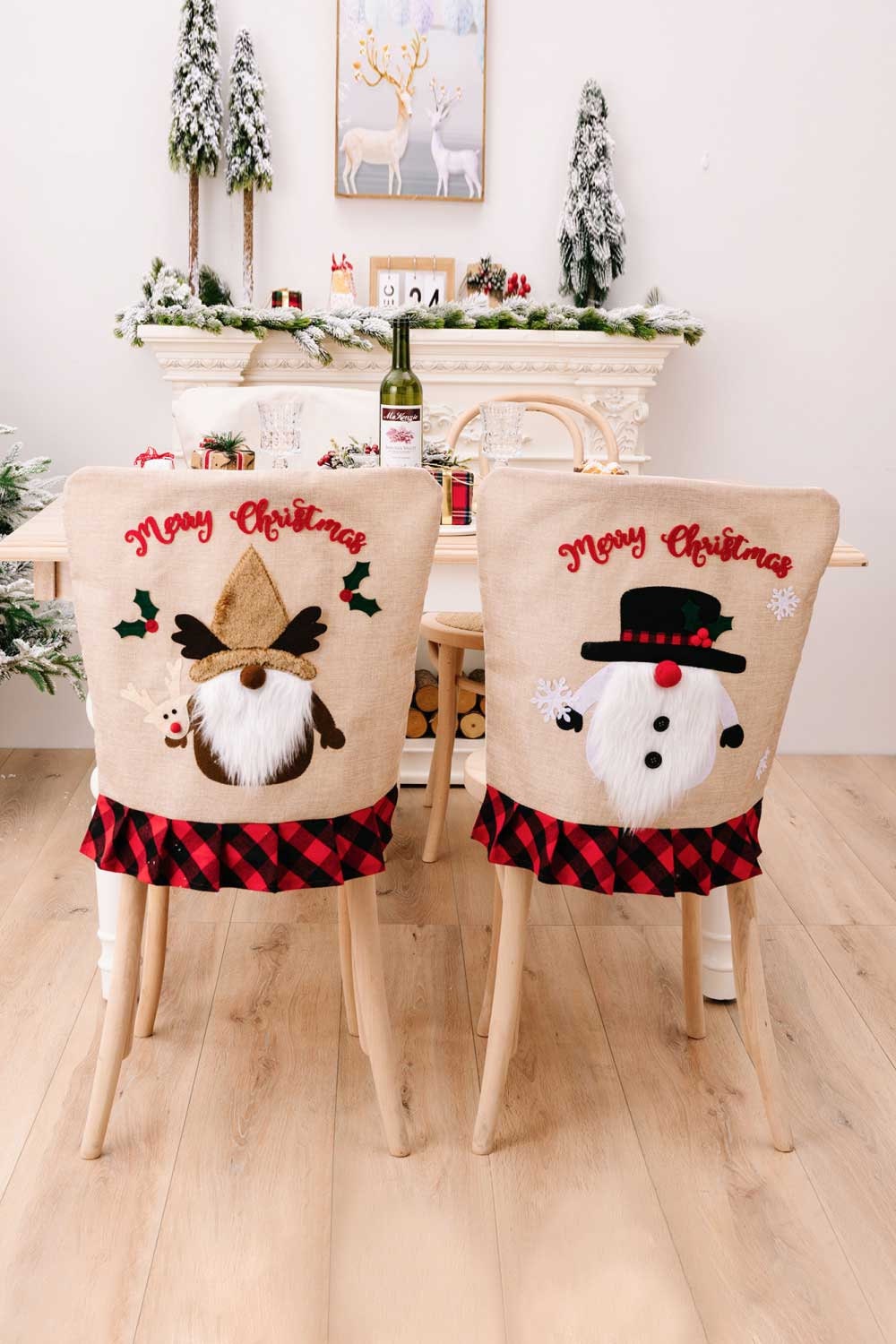 3pack Plaid Christmas Gnome Chair Covers Etsy
