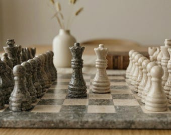 Juego de ajedrez hecho a mano / Piezas de ajedrez de lujo / Juego de tablero de mármol