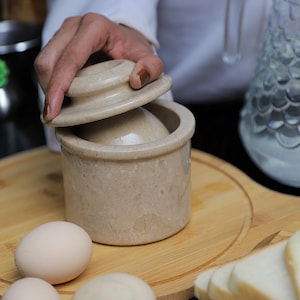Marble Butter Keeper with Lid – Verona French Stoneware Crock | Elegant Kitchen Gift for Her or Mom