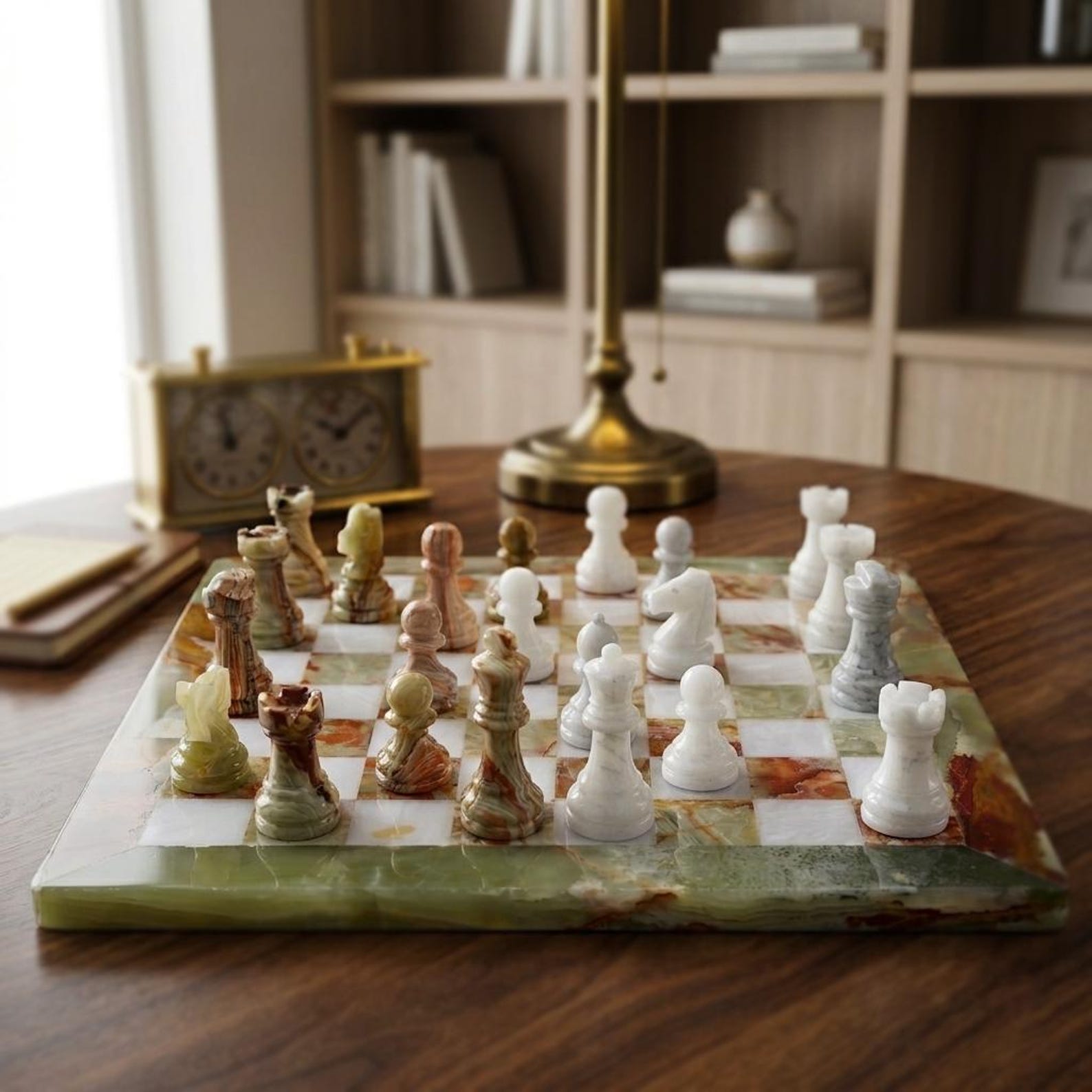 Handmade Marble Chess Set | Stone Chess Board Game | Housewarming Gift - 12" Chess Set